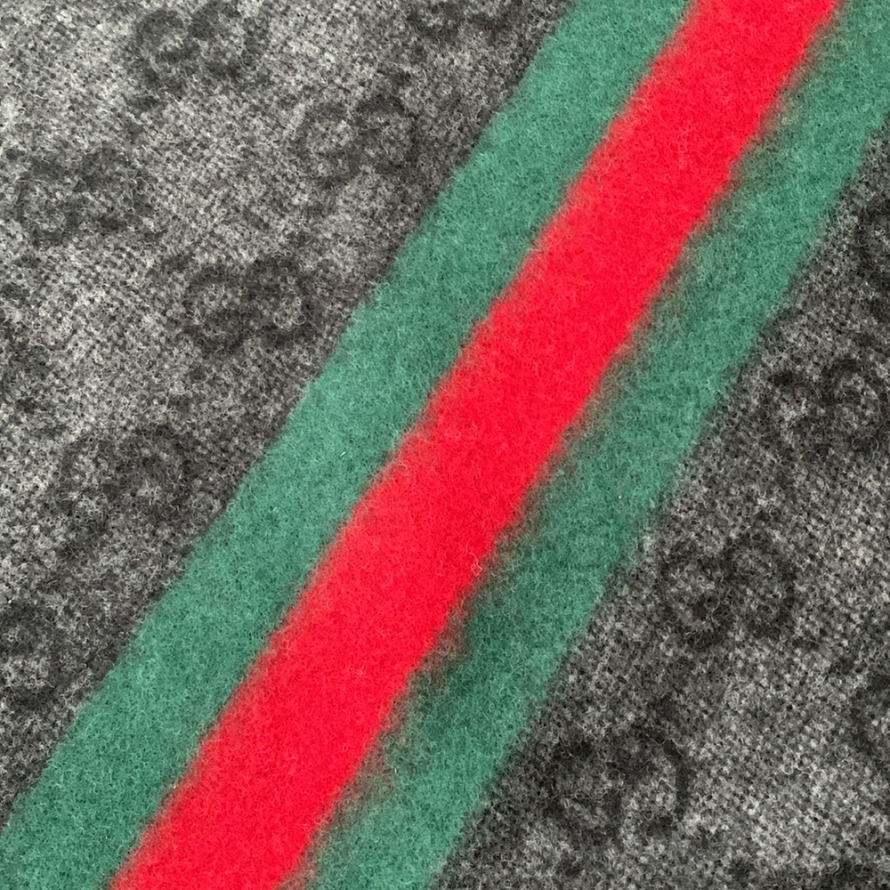💝💝💝GUCCI UNISEX AUTHENTIC NEW Wool Monogram Web Scarf black/green/red💝💝💝 - Picture 6 of 9